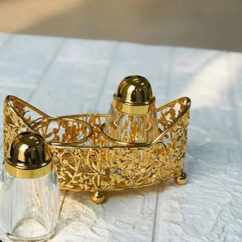 Golden Decorative Salt & Pepper Cart